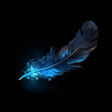 A colorful illustration of a mysterious feathered enveloped in a blue glow. high quality...
