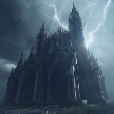 Gloomy Gothic ruins. High quality illustrationの写真素材