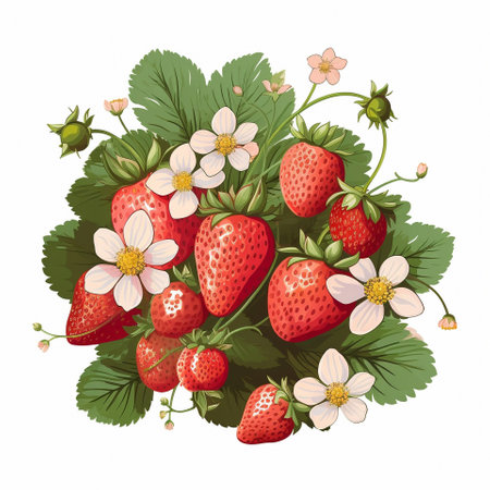 Colorful watercolor illustration of strawberries. High quality illustrationの写真素材