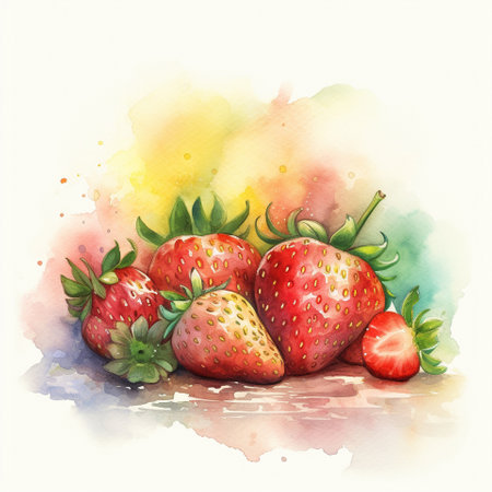 Colorful watercolor illustration of strawberries. High quality illustrationの写真素材