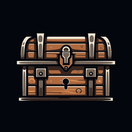 Vector Graphic casual image of a chest in the style of a classic rpg game. Vector illustrationの素材