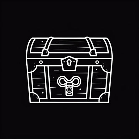 Graphic image of a treasure chest in the style of classic rpg games. High quality illustrationの素材