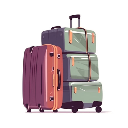 Suitcases pacColorful image of suitcases packed for the tripked for the trip. Vacation is just around the corner and its time to pack your bags to go to the resort!. High quality illustrationの素材