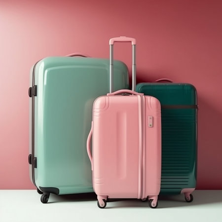 Suitcases pacColorful image of suitcases packed for the tripked for the trip. Vacation is just around the corner and its time to pack your bags to go to the resort!. High quality illustrationの素材