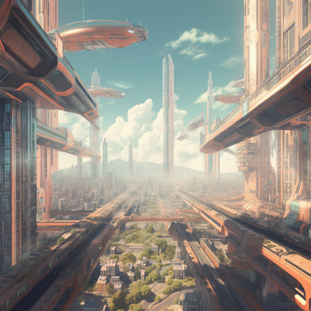 Concept art of an epic super-technological city from the distant future. High quality illustrationの素材
