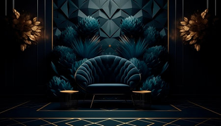 luxury dark blue background with gold elements. High quality illustrationの素材