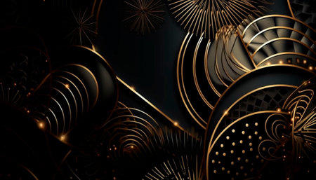 luxury black background with gold elements. High quality illustrationの素材
