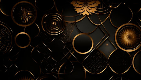 luxury black background with gold elements. High quality illustrationの素材