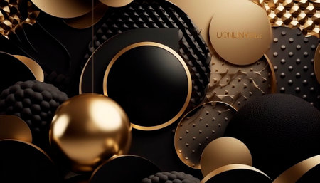 luxury black background with gold elements. High quality illustrationの素材