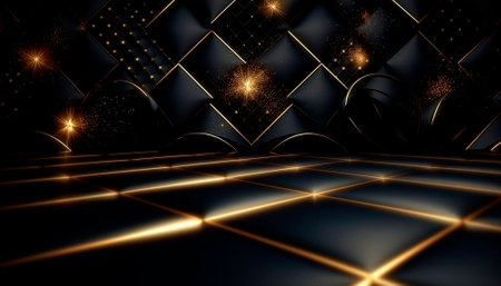 luxury black background with gold elements. High quality illustrationの素材