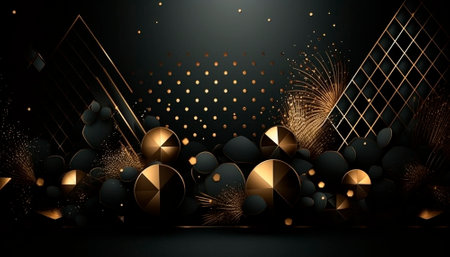 luxury black background with gold elements. High quality illustrationの素材