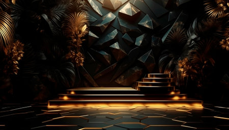 luxury black background with gold elements. High quality illustrationの素材