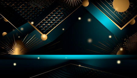 luxury dark blue background with gold elements. High quality illustrationの素材