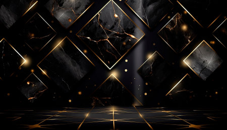 luxury black background with gold elements. High quality illustrationの素材