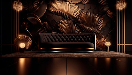 luxury black background with gold elements. High quality illustrationの素材