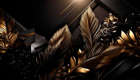 luxury black background with gold elements. High quality illustrationの素材