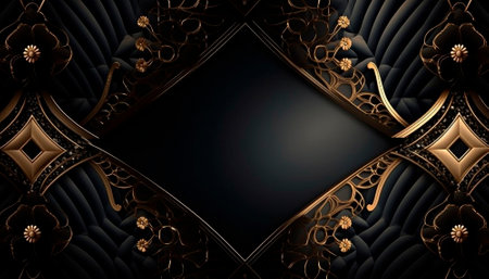 luxury black background with gold elements. High quality illustrationの素材
