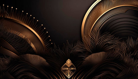 luxury black background with gold elements. High quality illustrationの素材