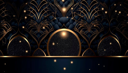luxury black background with gold elements. High quality illustrationの素材