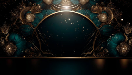 luxury dark blue background with gold elements. High quality illustrationの素材