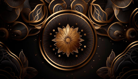 luxury black background with gold elements. High quality illustrationの素材