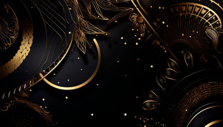luxury black background with gold elements. High quality illustrationの素材