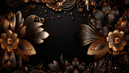 luxury black background with gold elements. High quality illustrationの素材
