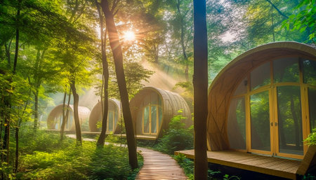 eco houses in the forest. hotel in the forest .High qualityの素材