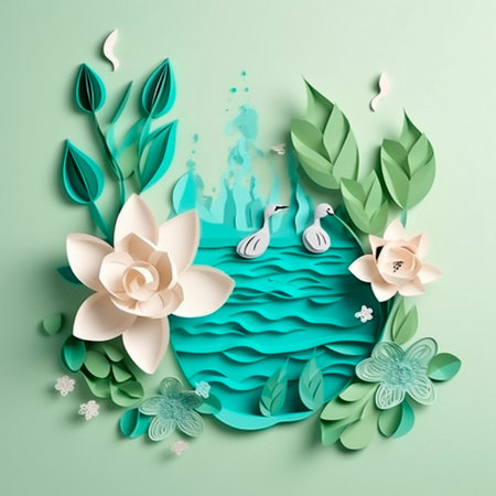 design image of environmental protection from paper craft. High quality illustrationの素材