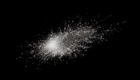 White sparks isolated on a black background. High quality.の素材