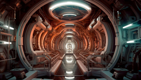 hyper-realistic futuristic city wallpaper. High quality illustrationの素材