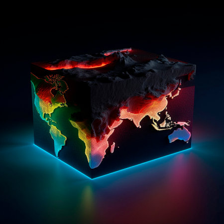 3d model of the planet with neon illumination. High quality illustrationの素材