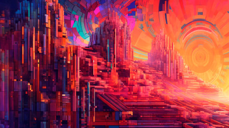 Background consisting of bright mosaics.Futuristic ideas. High quality illustrationの素材