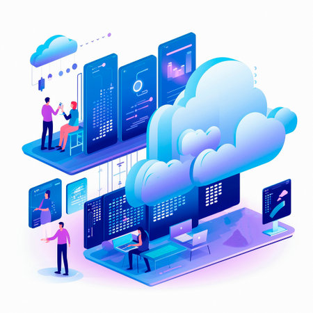 Cloud technology, data exchange. High quality illustrationの素材