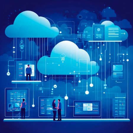 Cloud technology, data exchange. High quality illustrationの素材