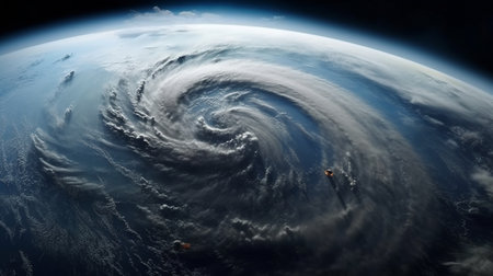 Image of a storm front from space. Weather and meteorology. High quality photoの素材