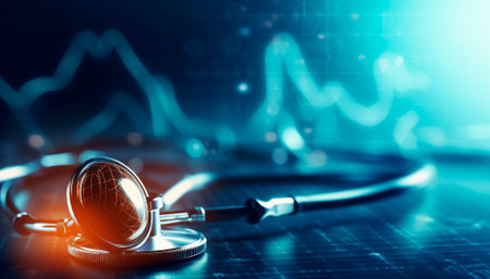 Background on the topic of health care. Stethoscope. High quality illustrationの素材