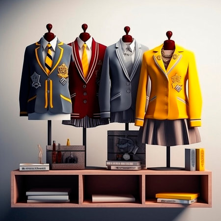 School uniforms, various designs and options. High quality illustrationの素材