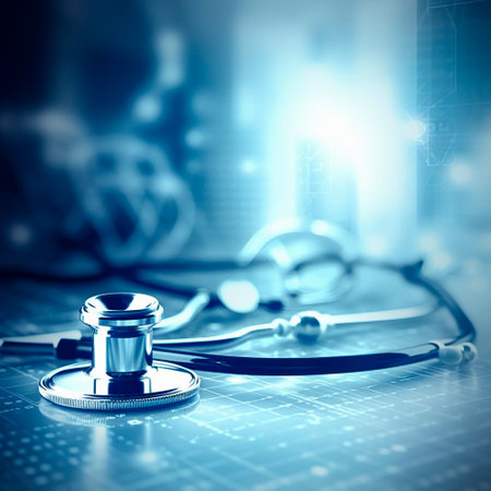 Background on the topic of health care. Stethoscope. High quality illustrationの素材