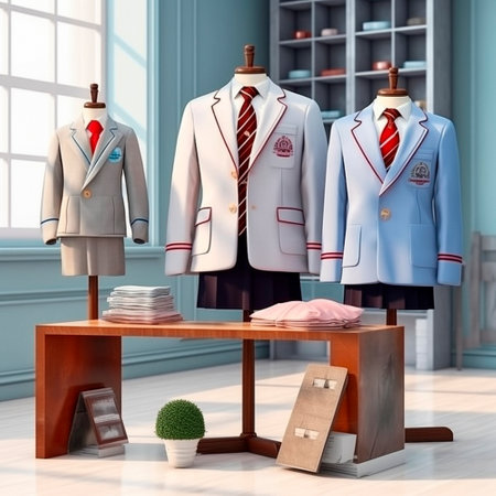 School uniforms, various designs and options. Gray colors. High quality illustrationの素材