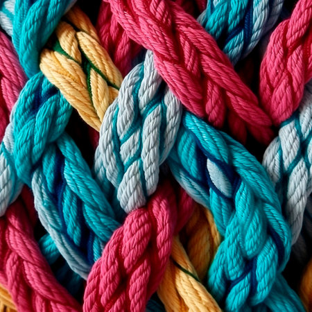 pattern of multicoloured ropes and twisted twines . Background. High qualityの素材