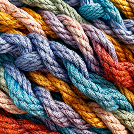 pattern of multicoloured ropes and twisted twines . Background. High qualityの素材