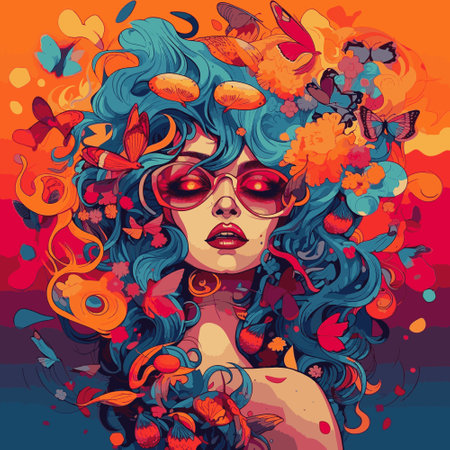 Eye-catching girl, portrait design image. Vector illustrationのイラスト素材