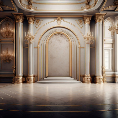 expensive designer royal interior with exclusive luxury elements. High quality illustrationの素材
