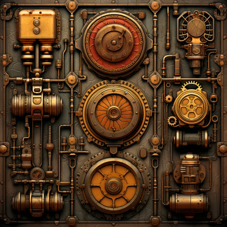 classic background with steampunk-style mechanisms. High quality illustrationの素材