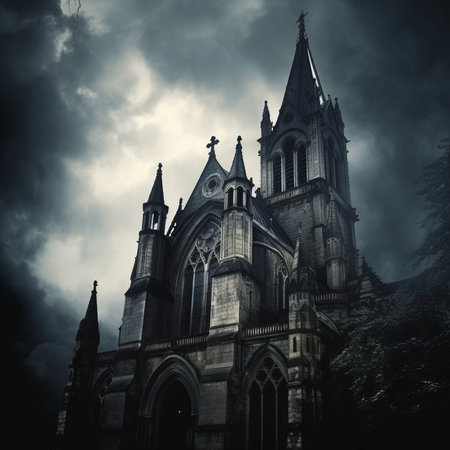 Gloomy Gothic Cathedral. High quality illustrationの素材