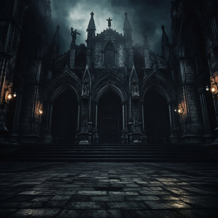 Gloomy Gothic Cathedral. High quality illustrationの素材