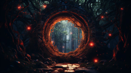 A mysterious portal in a mystical fores. High quality illustrationの素材