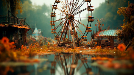 abandoned amusement park , layout. High quality illustrationの素材