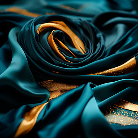 professional background with expensive blue and gold silk. High quality illustrationの素材